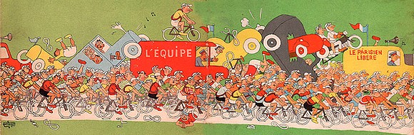 un mois de f�te populaire. Dessin de Dubout.
