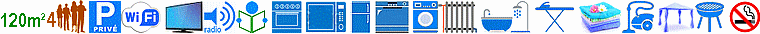120m�, 4 personnes en 2 chambres, Confort*** G�tes de France. Toutes commodit�s � 5mn